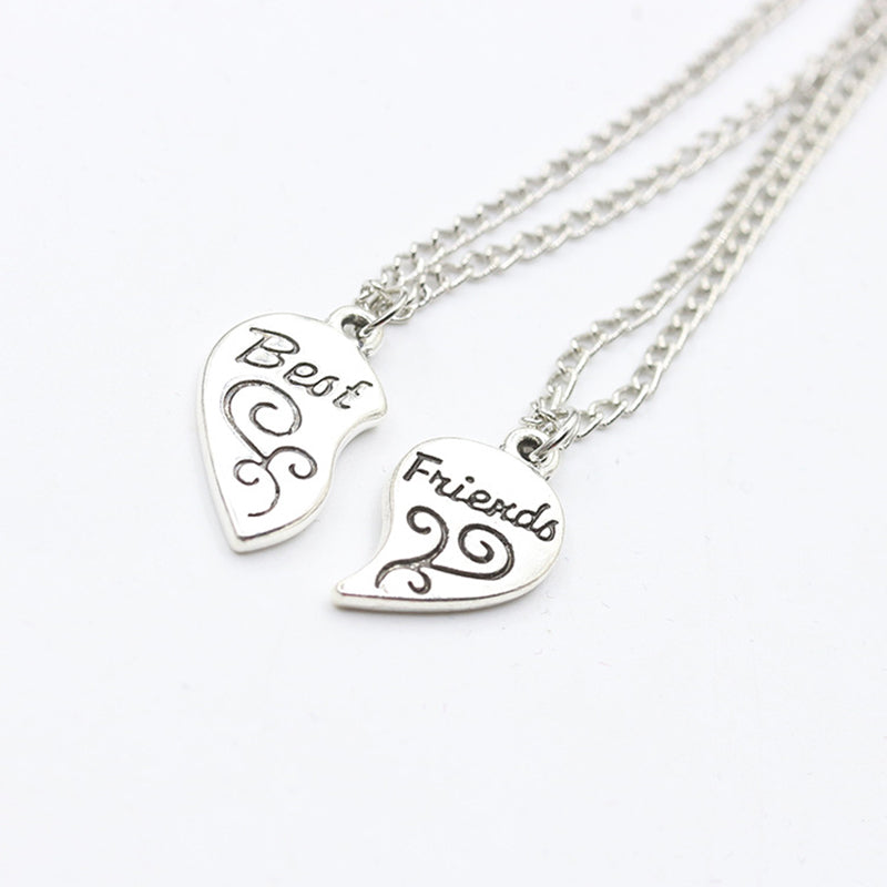 IRAMAT 2pcs Antique Silver-plated Necklace Fashionable Mother Beautiful Daughter Combination For Love Parent Child Style Jewelry Mother's Day Gift