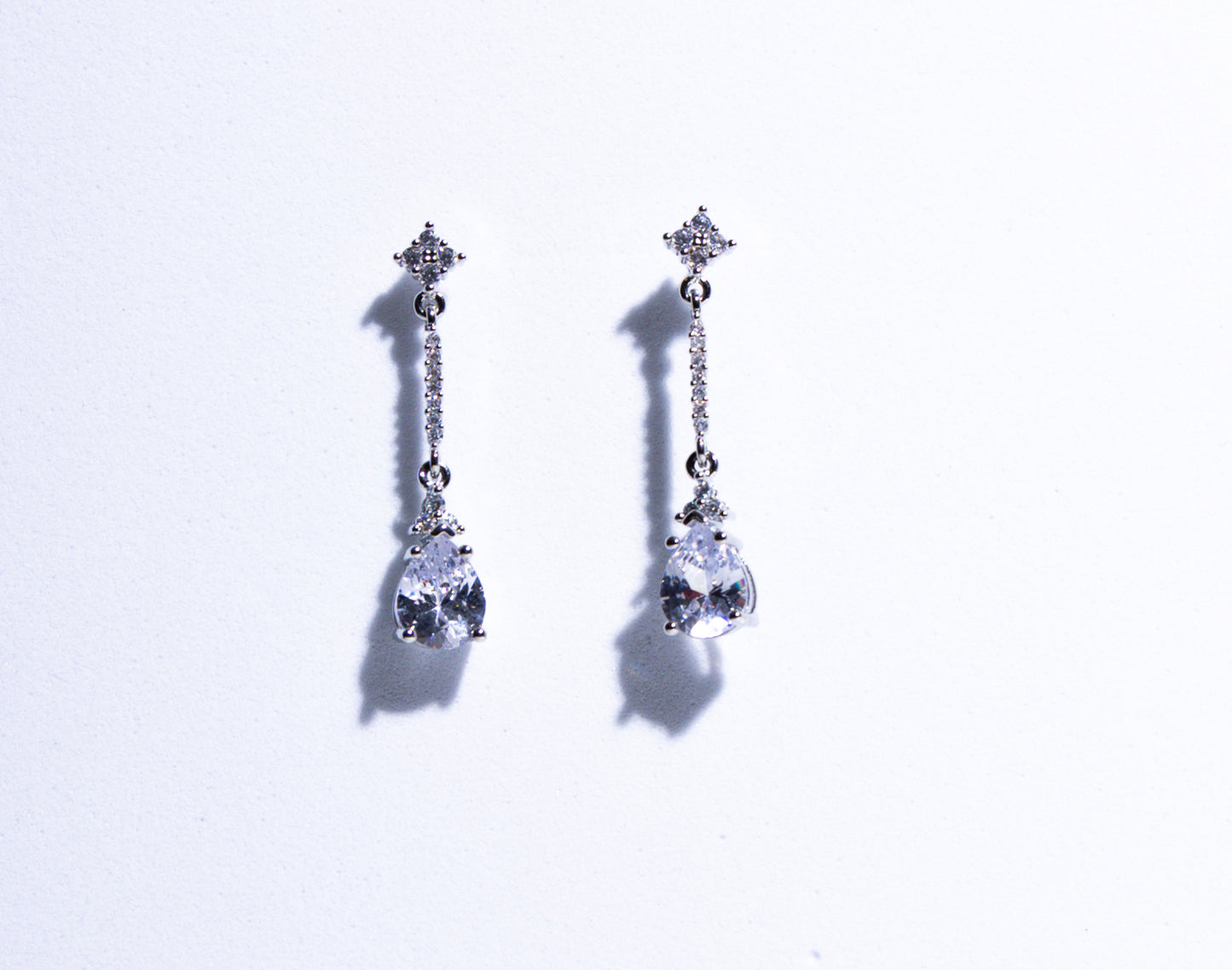 Sparkling Silver Island Diamond Earrings in 925 Sterling Silver