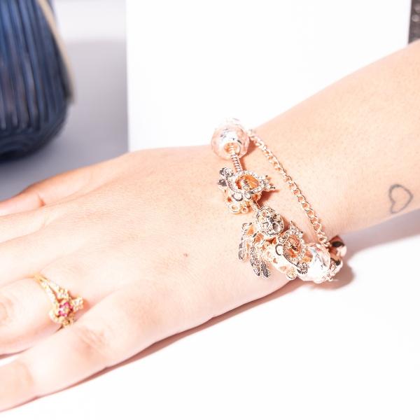 IRAMAT Rose Gold Charm Bracelet - Bohemian Women’s Jewelry with Elegant Beads & Charms | Perfect for Casual & Festive Occasions