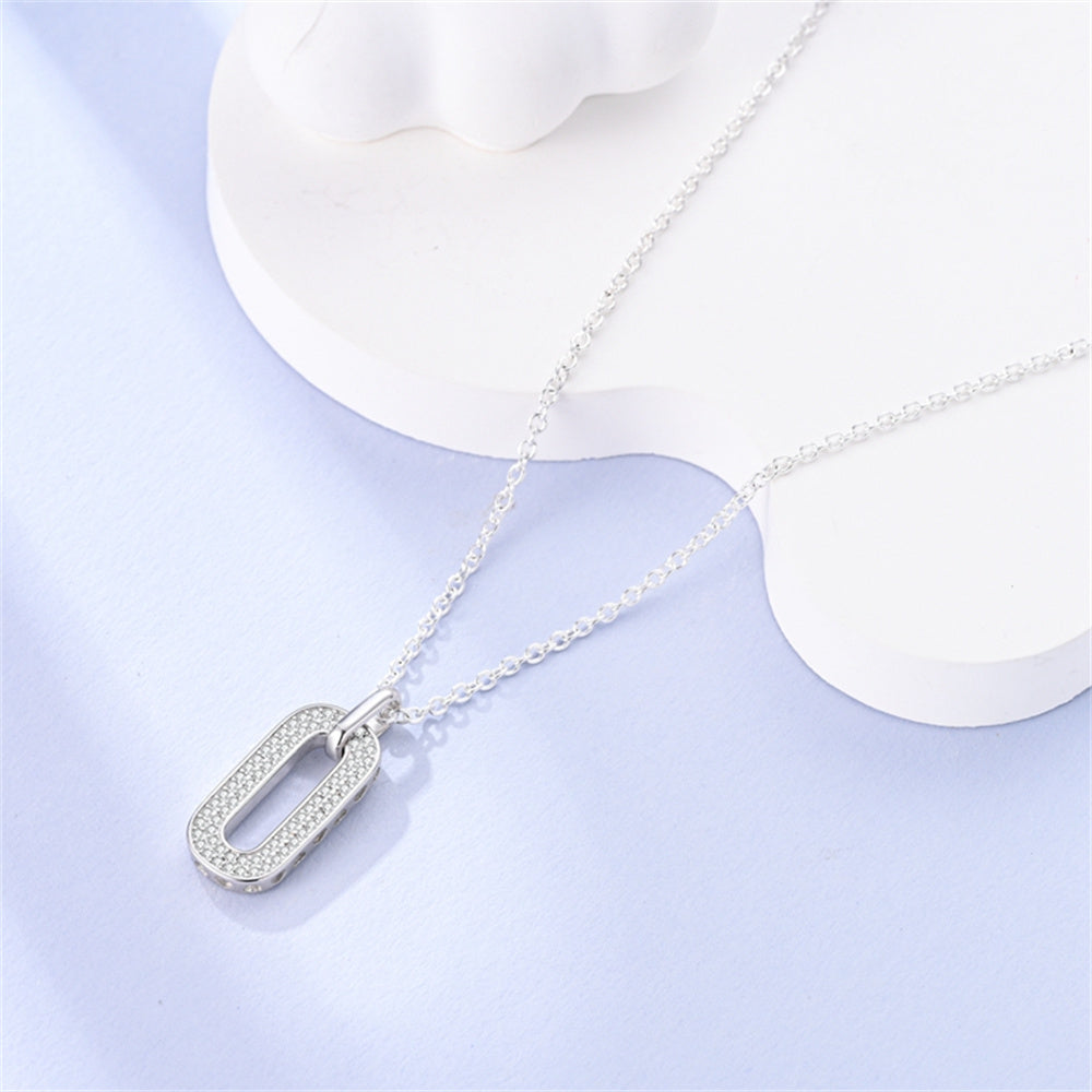 IRAMAT 925 Sterling Silver Round Rectangular Pendant Necklace Jewelry Fashion Gifts for Mother's Day
