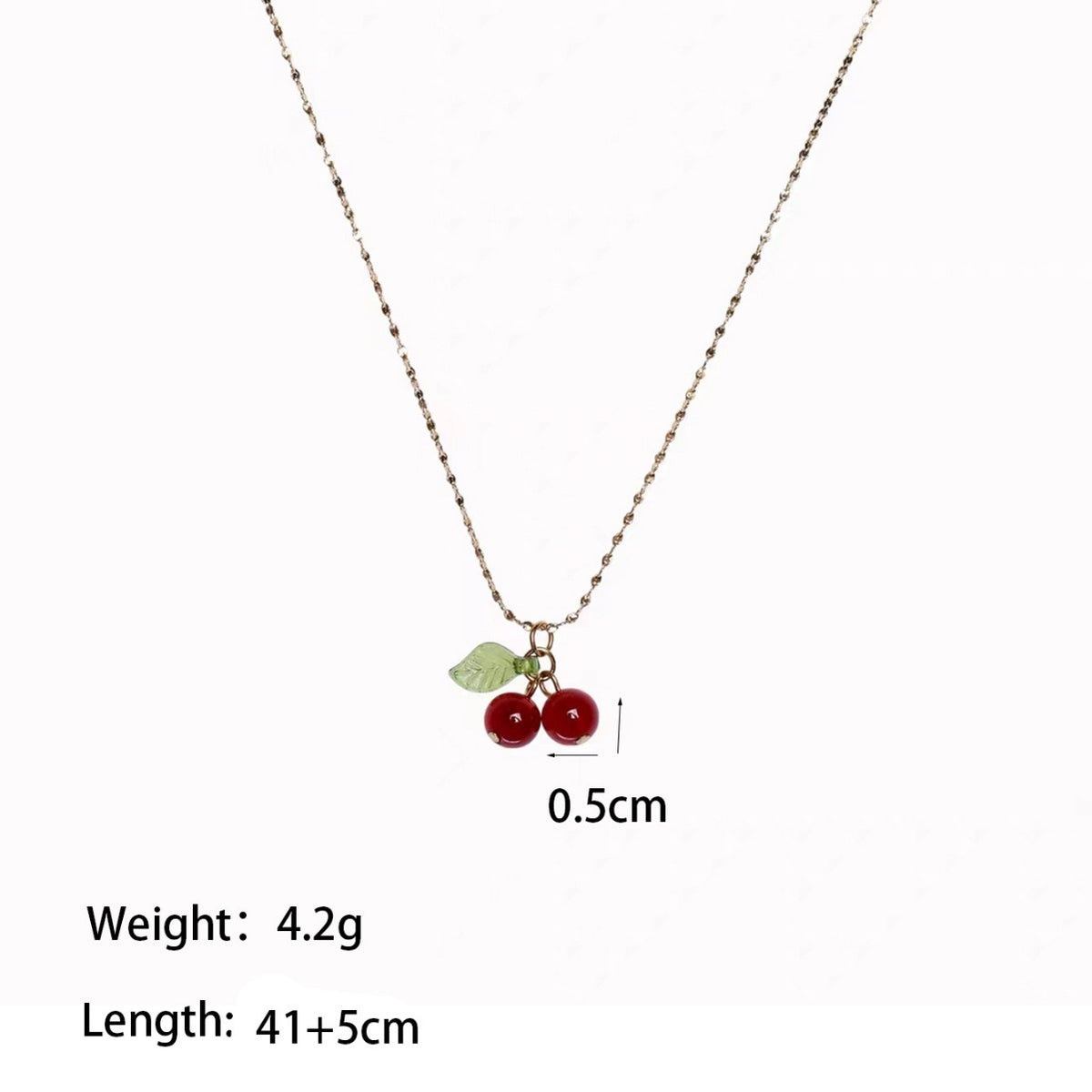 IRAMAT Stainless Steel Cherry Necklace Natural Stone Beads Pendant Chain Necklace Women's Fashion Jewelry and Gift For Mother's Day