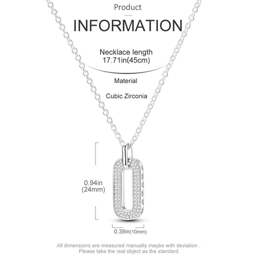 IRAMAT 925 Sterling Silver Round Rectangular Pendant Necklace Jewelry Fashion Gifts for Mother's Day