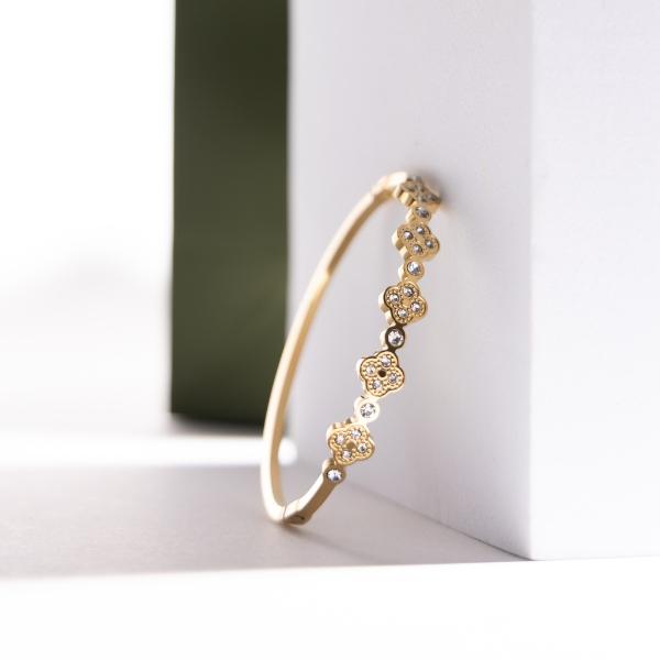 IRAMAT Gold Clover Crystal Bracelet - Elegant Women's Jewelry for Special Occasions & Daily Glam | Luxurious Sparkling Design