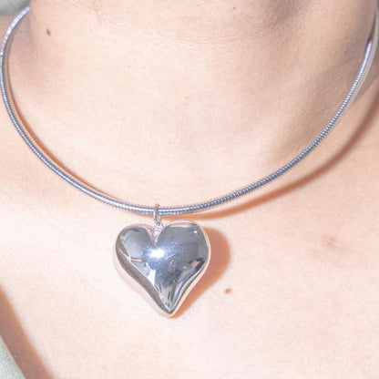 IRAMAT Silver Heart Pendant Choker Necklace - Stylish Women’s Jewelry for Elegant & Trendy Looks