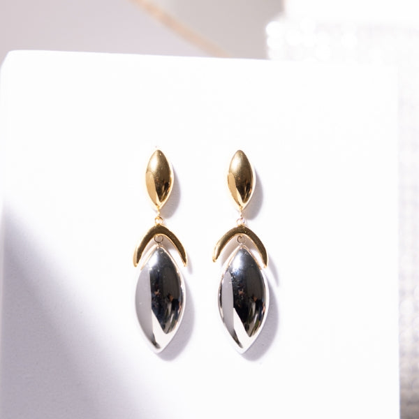 IRAMAT Gold & Silver Statement Drop Earrings - Elegant Women's Jewelry for Special Occasions | Bold & Modern Design