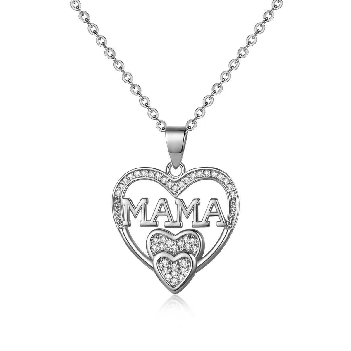 IRAMAT Elegant and Minimalist Women's Love Necklace MOM Pendant as A Mother's Day Gift