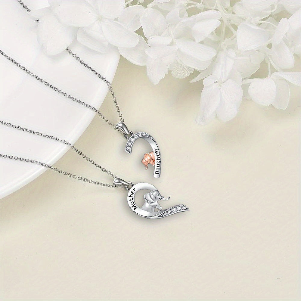 IRAMAT 2pcs Mom and Daughter Elephant Necklace, for Mom and Daughter Birthday Gift Style Hot List, Best-selling and Mother's Day Gift