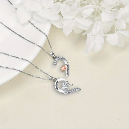 IRAMAT 2pcs Mom and Daughter Elephant Necklace, for Mom and Daughter Birthday Gift Style Hot List, Best-selling and Mother's Day Gift