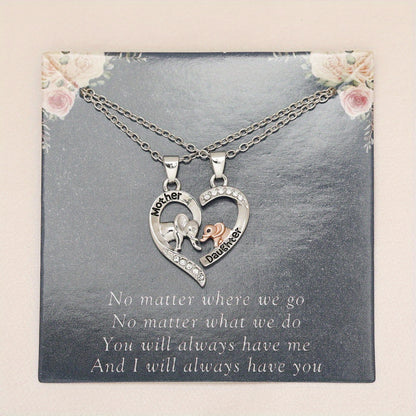 IRAMAT 2pcs Mom and Daughter Elephant Necklace, for Mom and Daughter Birthday Gift Style Hot List, Best-selling and Mother's Day Gift