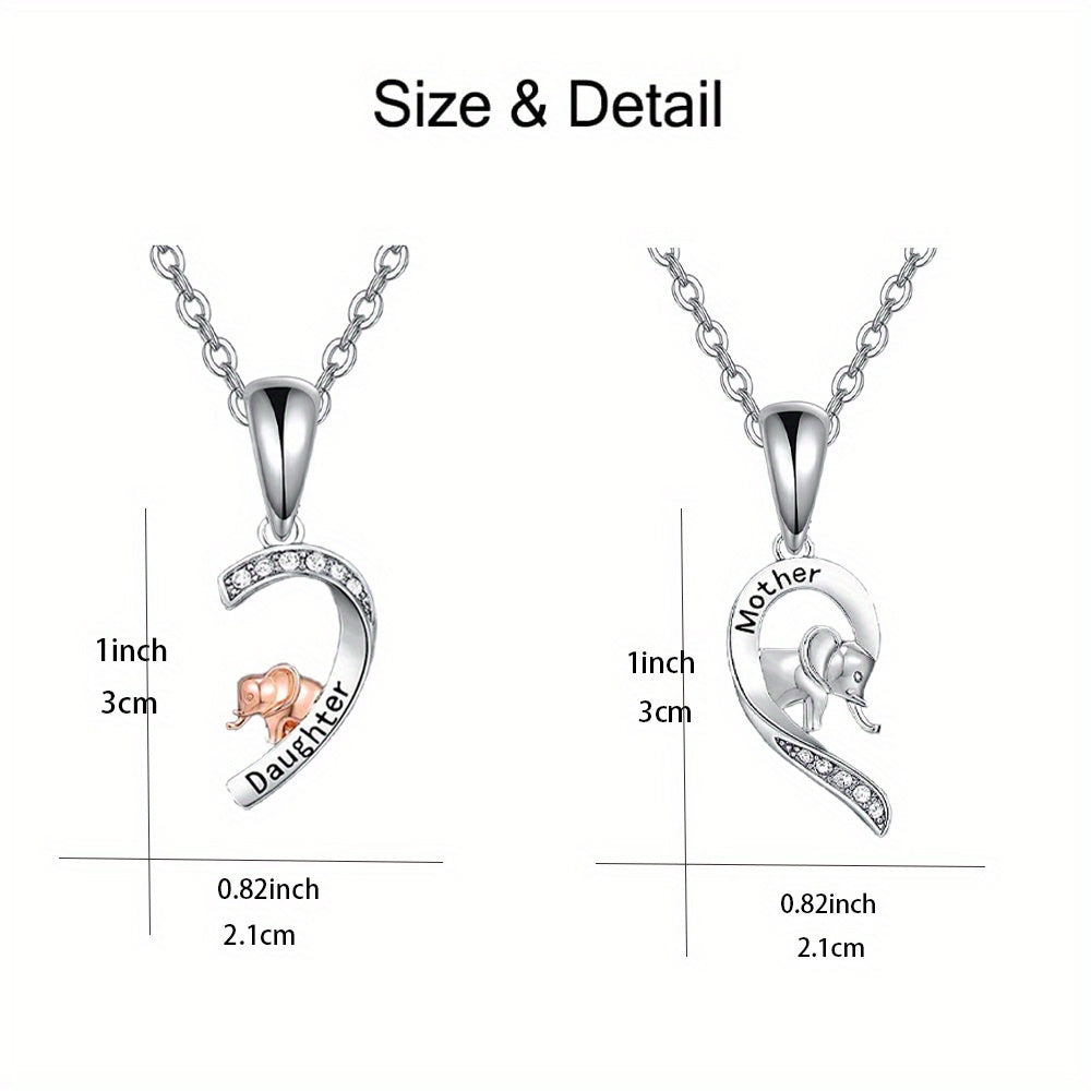 IRAMAT 2pcs Mom and Daughter Elephant Necklace, for Mom and Daughter Birthday Gift Style Hot List, Best-selling and Mother's Day Gift