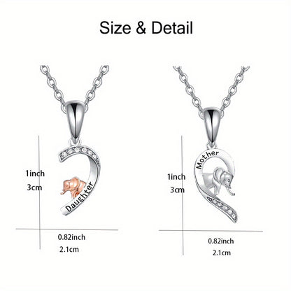 IRAMAT 2pcs Mom and Daughter Elephant Necklace, for Mom and Daughter Birthday Gift Style Hot List, Best-selling and Mother's Day Gift