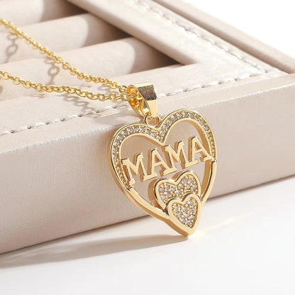 IRAMAT Elegant and Minimalist Women's Love Necklace MOM Pendant as A Mother's Day Gift