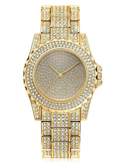 IRAMAT 2PCS Luxury Women Gold Watch Fashion Ladies Quartz Diamond Wristwatch Elegant Female Bracelet Watches Set