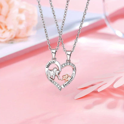 IRAMAT 2pcs Mom and Daughter Elephant Necklace, for Mom and Daughter Birthday Gift Style Hot List, Best-selling and Mother's Day Gift