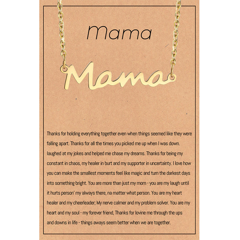 IRAMAT Fashion Golden Letter Necklace Boho Simple Stainless Steel MAMA Letter Pendant Choker Best Mother's Day Gift Charming Jewelry