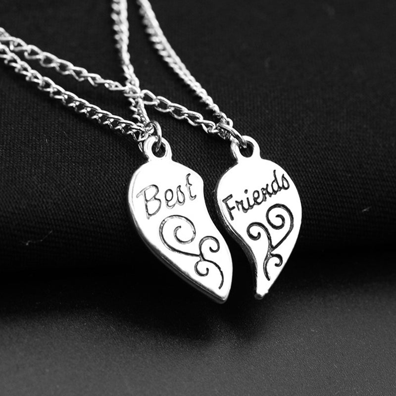 IRAMAT 2pcs Antique Silver-plated Necklace Fashionable Mother Beautiful Daughter Combination For Love Parent Child Style Jewelry Mother's Day Gift