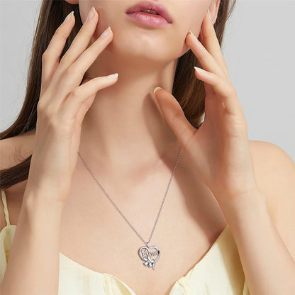 IRAMAT Gorgeous Tricolor Flower Mom Heart Shape Pendant Necklace for Women Daily Jewelry Accessories Fashion Mother's Day Gift