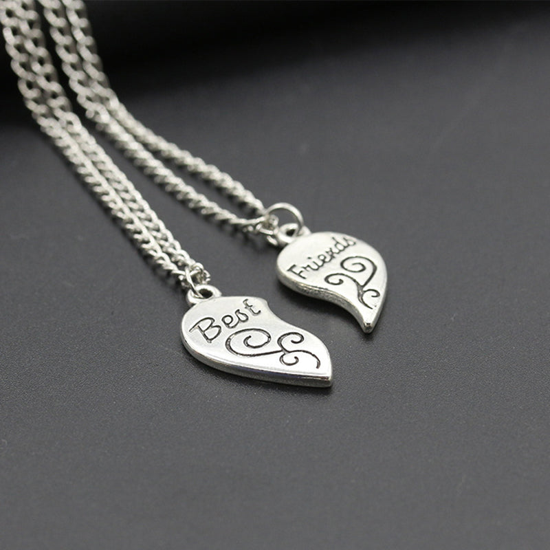 IRAMAT 2pcs Antique Silver-plated Necklace Fashionable Mother Beautiful Daughter Combination For Love Parent Child Style Jewelry Mother's Day Gift
