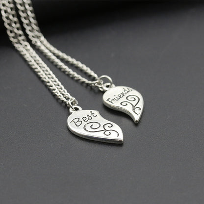 IRAMAT 2pcs Antique Silver-plated Necklace Fashionable Mother Beautiful Daughter Combination For Love Parent Child Style Jewelry Mother's Day Gift