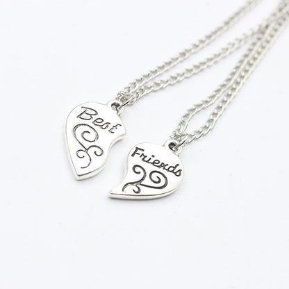 IRAMAT 2pcs Antique Silver-plated Necklace Fashionable Mother Beautiful Daughter Combination For Love Parent Child Style Jewelry Mother's Day Gift