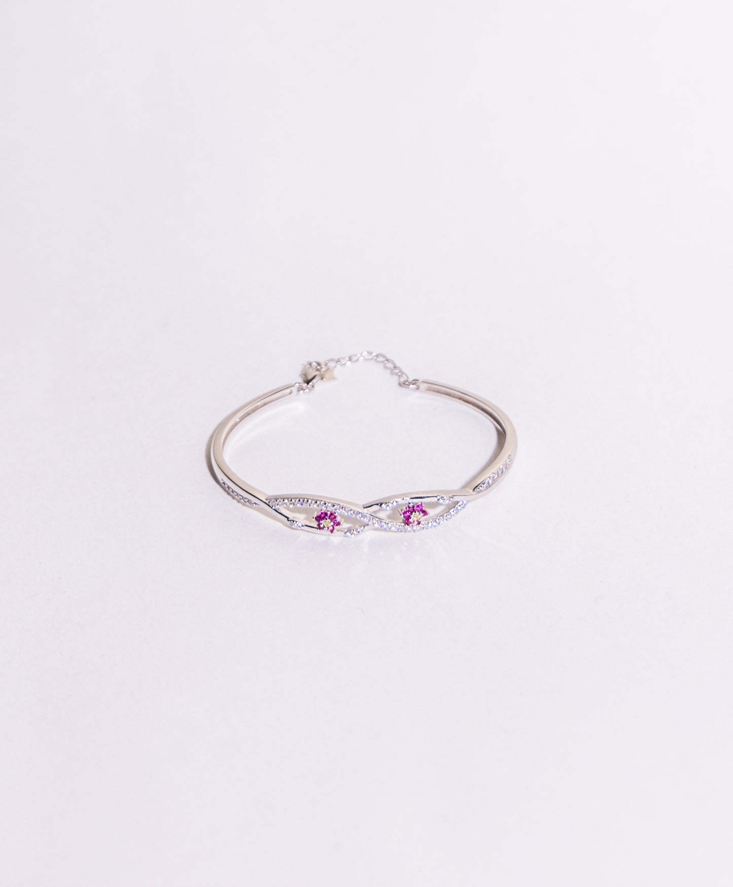 Sterling Silver 925 Flower Bangle with Adorable Eye Design - A Radiant Symbol of Love and Commitment for Her