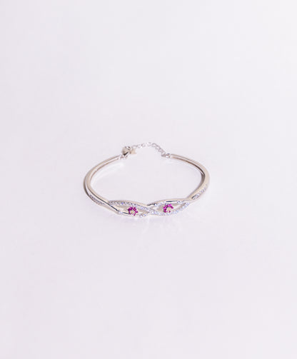 Sterling Silver 925 Flower Bangle with Adorable Eye Design - A Radiant Symbol of Love and Commitment for Her