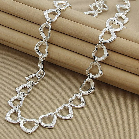 IRAMAT 925 Silver Necklace Fashion Full Small Heart Charm Necklaces Beautiful Jewelry Female For Mother's Day Gift