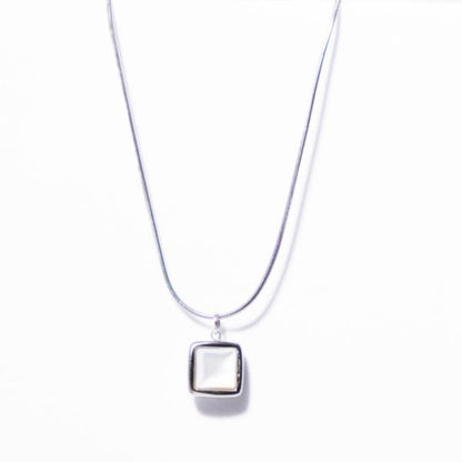 IRAMAT Square Pendant Necklace - Stylish Silver Jewelry for Women's Daily Wear | Lightweight & Elegant Design