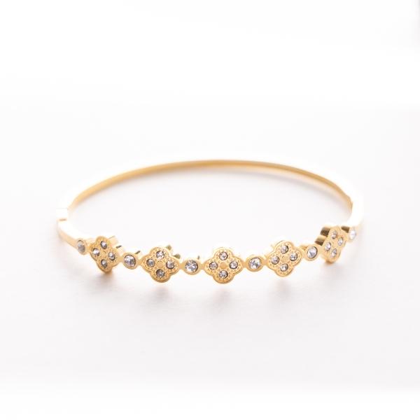 IRAMAT  Gold Clover Crystal Bracelet - Elegant Women's Jewelry for Special Occasions & Daily Glam | Luxurious Sparkling Design