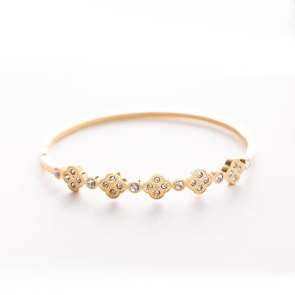 IRAMAT  Gold Clover Crystal Bracelet - Elegant Women's Jewelry for Special Occasions & Daily Glam | Luxurious Sparkling Design