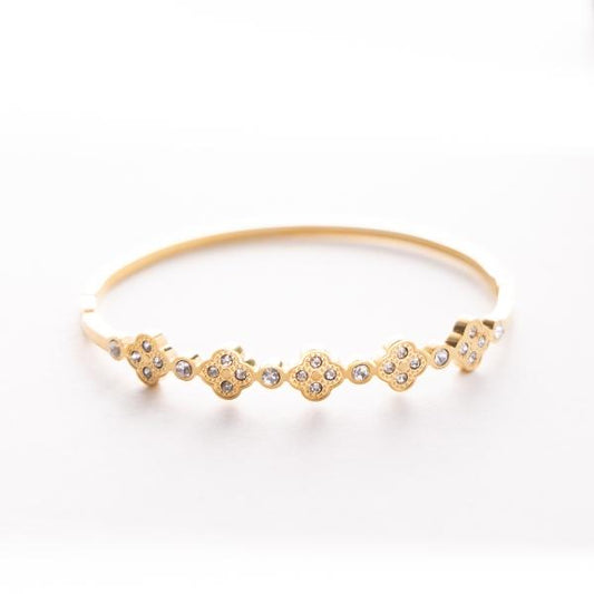 IRAMAT  Gold Clover Crystal Bracelet - Elegant Women's Jewelry for Special Occasions & Daily Glam | Luxurious Sparkling Design