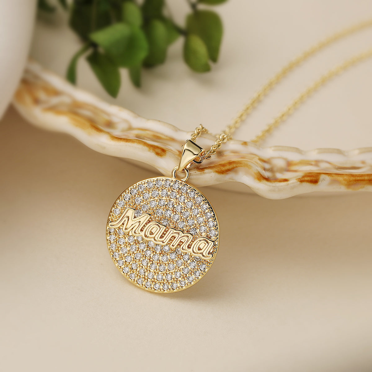 IRAMAT 2025 Fashion Gold Color AAA CZ Inlay MAMA Pendant Necklaces For Mother's Day Gift