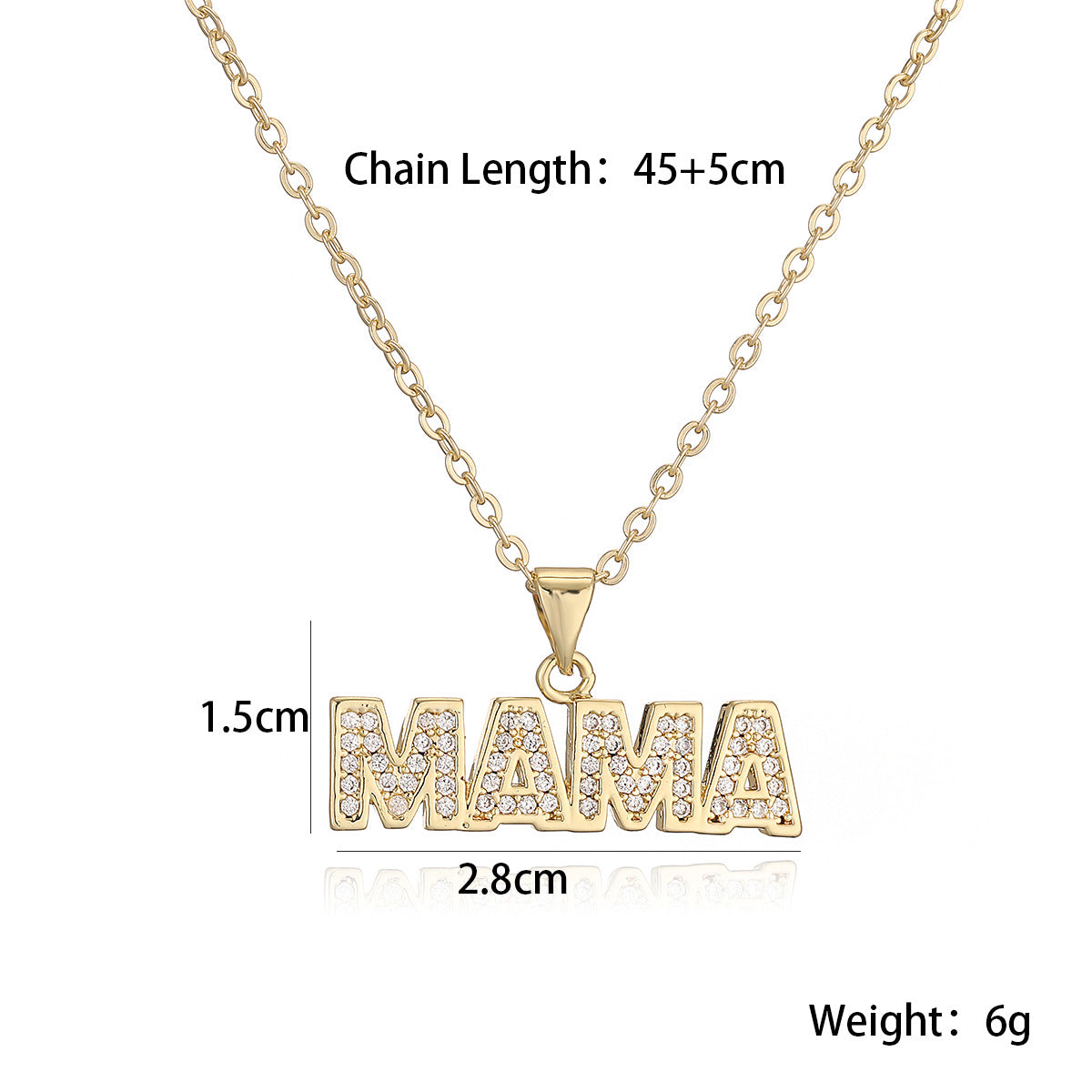 IRAMAT 2025 Fashion Gold Color AAA CZ Inlay MAMA Pendant Necklaces For Mother's Day Gift