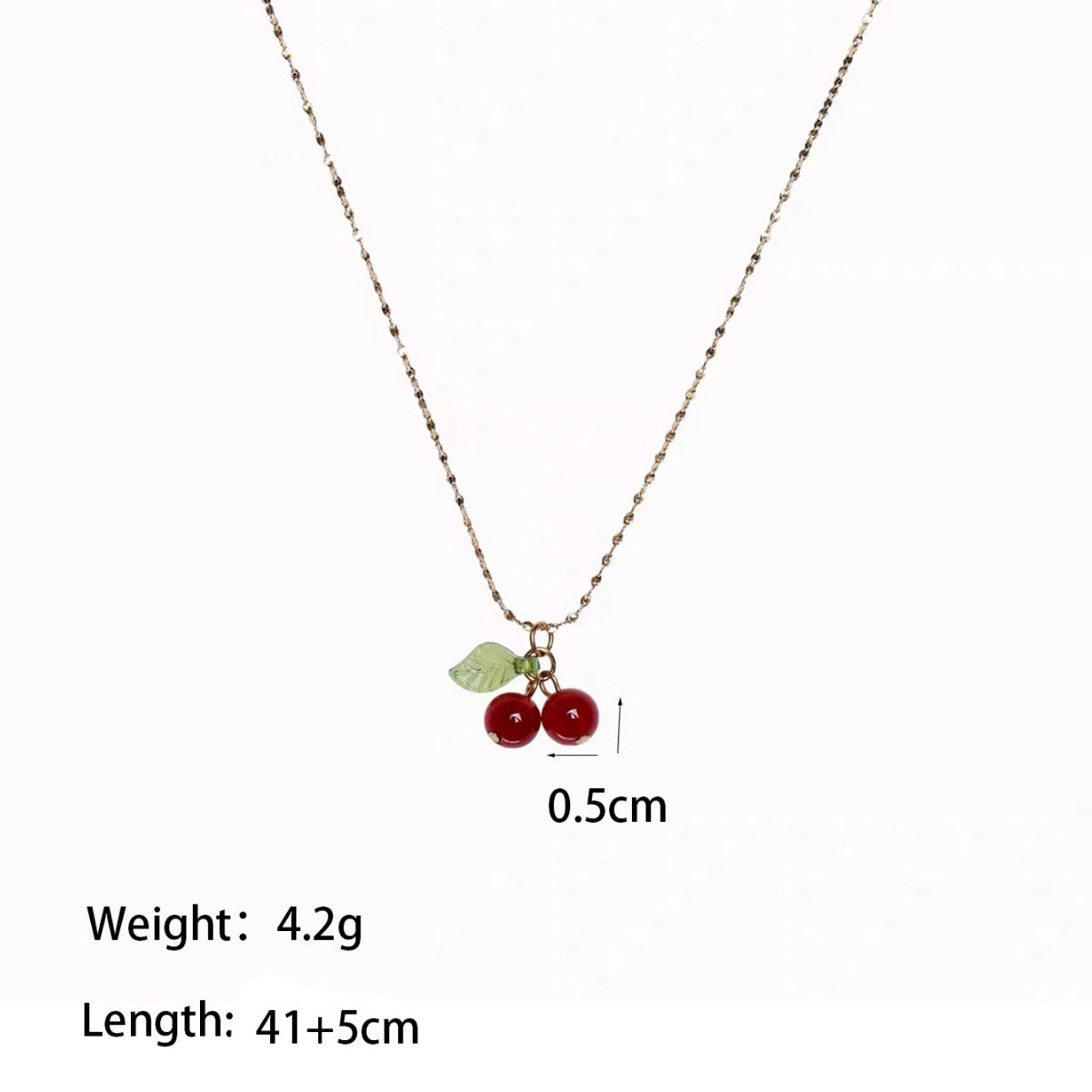IRAMAT  Stainless Steel Cherry Necklace Natural Stone Beads Pendant Chain Necklace Women's Fashion Jewelry and Gift For Mother's Day