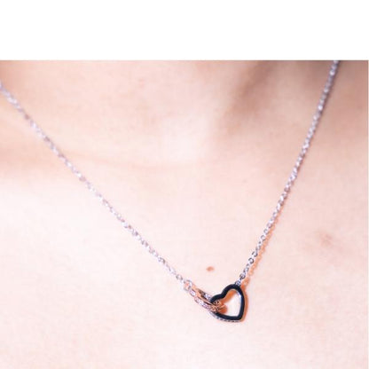 IRAMAT Double Heart Pendant Necklace - Symbol of Love & Connection | Stainless Steel Dual-Tone Jewelry for Women