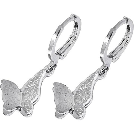 IRAMAT Butterfly Dangle Earrings for Women, 18K White Gold Plated, 1-Inch Size | Lightweight and Elegant Jewelry for Everyday Wear