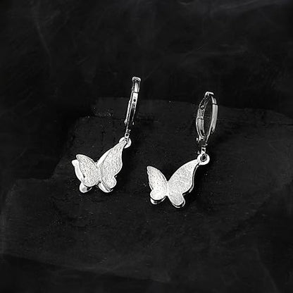 IRAMAT Butterfly Dangle Earrings for Women, 18K White Gold Plated, 1-Inch Size | Lightweight and Elegant Jewelry for Everyday Wear