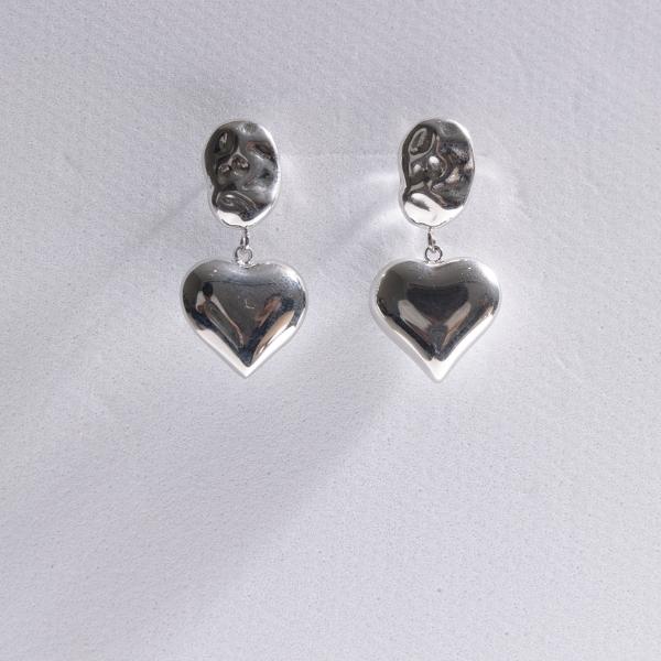 IRAMAT Metallic Heart Drop Earrings - Elegant Gold and Silver Variations | Modern Heart Design for All Occasions