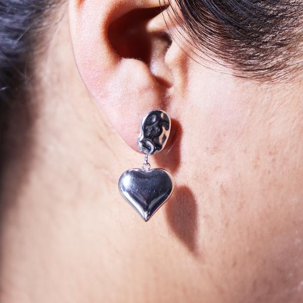 IRAMAT Metallic Heart Drop Earrings - Elegant Gold and Silver Variations | Modern Heart Design for All Occasions