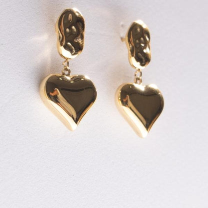 IRAMAT Metallic Heart Drop Earrings - Elegant Gold and Silver Variations | Modern Heart Design for All Occasions