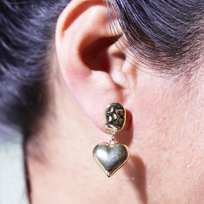 IRAMAT Metallic Heart Drop Earrings - Elegant Gold and Silver Variations | Modern Heart Design for All Occasions